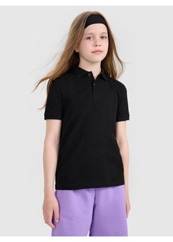 Dziecięca koszulka polo 4F 4FJWMM00TPTSU513 - czarna ze sklepu Sportstylestory.com w kategorii Bluzki dziewczęce - zdjęcie 185482854