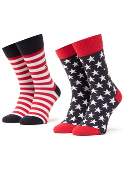 Zestaw 2 par wysokich skarpet unisex Tommy Hilfiger 100000816 Kolorowy ze sklepu eobuwie.pl w kategorii Skarpetki damskie - zdjęcie 185483103