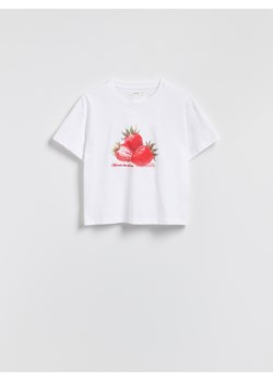 Reserved - T-shirt z nadrukiem - biały ze sklepu Reserved w kategorii Bluzki damskie - zdjęcie 185485082