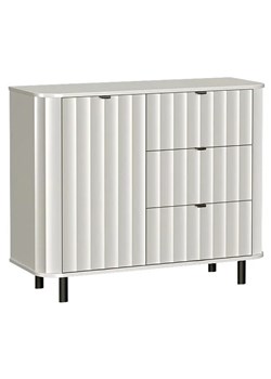 Biała komoda ryflowana z 3 szufladami N5-F65 ze sklepu Edinos.pl w kategorii Komody - zdjęcie 185488432