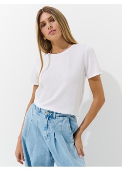 Mohito - Biały t-shirt z ozdobnymi elementami - biały ze sklepu Mohito w kategorii Bluzki damskie - zdjęcie 185491691