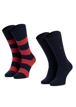 Zestaw 2 par wysokich skarpet męskich Tommy Hilfiger 342021001 Granatowy ze sklepu eobuwie.pl w kategorii Skarpetki męskie - zdjęcie 185494340