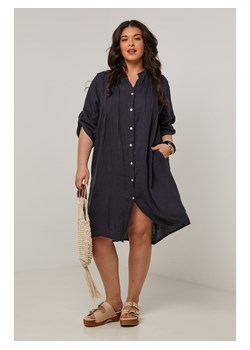 Curvy Lady Lniana sukienka w kolorze granatowym ze sklepu Limango Polska w kategorii Sukienki - zdjęcie 185498744