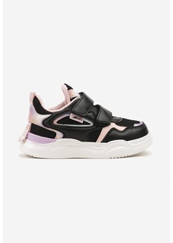 Czarno-Różowe Buty Sportowe Sneakersy Ozdobione Tłoczonym Wzorem Idanirre ze sklepu born2be.pl w kategorii Buty sportowe dziecięce - zdjęcie 185499394