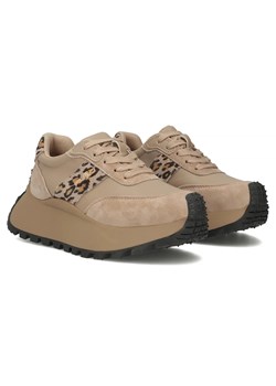 Skórzane sneakersy damskie beżowe Filippo DP6785/25 ze sklepu ulubioneobuwie w kategorii Buty sportowe damskie - zdjęcie 185500001