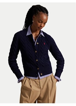Polo Ralph Lauren Kardigan 211972104004 Granatowy Slim Fit ze sklepu MODIVO w kategorii Swetry damskie - zdjęcie 185510562