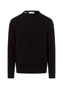 Selected Męski sweter z dzianiny - SLHRoss Mężczyźni Bawełna czarny jednolity ze sklepu vangraaf w kategorii Swetry męskie - zdjęcie 185512044