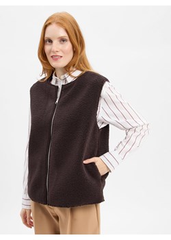 Marie Lund Damska kamizelka z pluszowym futerkiem Kobiety czekoladowy jednolity ze sklepu vangraaf w kategorii Kamizelki damskie - zdjęcie 185512492