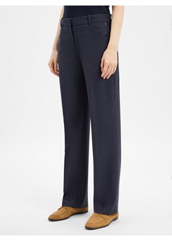 BOSS Damskie spodnie z wełny dziewiczej Kobiety granatowy w paski ze sklepu vangraaf w kategorii Spodnie damskie - zdjęcie 185512512