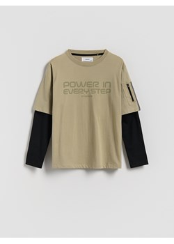 Reserved - Longsleeve oversize - oliwkowy ze sklepu Reserved w kategorii Bluzy chłopięce - zdjęcie 185514574