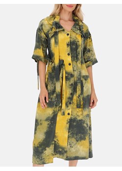 Sukienka koszulowa w oliwkowo-żółty wzór tie-dye EyeForFashion ze sklepu Eye For Fashion w kategorii Sukienki - zdjęcie 185516132