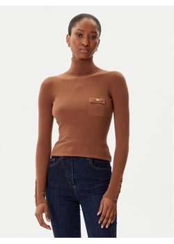 Elisabetta Franchi Golf MK-11B-56E2-V290 Brązowy Slim Fit ze sklepu MODIVO w kategorii Swetry damskie - zdjęcie 185533214