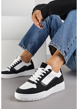 Biało-Czarne Sneakersy Ozdobione Perforacją i Geometrycznym Motywem Idariele ze sklepu renee.pl w kategorii Buty sportowe damskie - zdjęcie 185536233