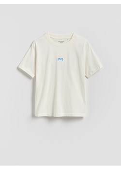 Reserved - Bawełniany t-shirt oversize - złamana biel ze sklepu Reserved w kategorii T-shirty chłopięce - zdjęcie 185537232