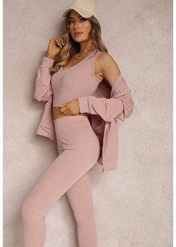 Jasnoróżowy Komplet Dresowy 3-częściowy z Legginsami Bluzą i Topem Heri ze sklepu renee.pl w kategorii Komplety i garnitury damskie - zdjęcie 185537654