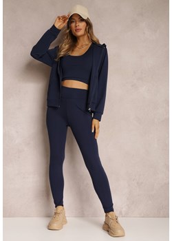 Granatowy Komplet Dresowy 3-częściowy z Legginsami Bluzą i Topem Heri ze sklepu renee.pl w kategorii Komplety i garnitury damskie - zdjęcie 185537662