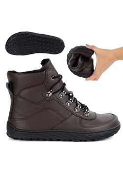 Buty barefoot zimowe damskie skórzane ocieplane wełną trapery brązowe 1292 ze sklepu butyolivier w kategorii Półbuty damskie - zdjęcie 185537863
