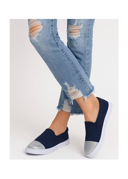 Wsuwane granatowe trampki dziewczęce slip on /D5-2 13683  T004/ ze sklepu Pantofelek24.pl w kategorii Trampki dziecięce - zdjęcie 185544974