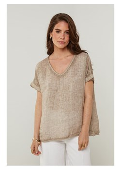 Rodier Lin Lniana koszulka w kolorze szarobrązowym ze sklepu Limango Polska w kategorii Bluzki damskie - zdjęcie 185545101