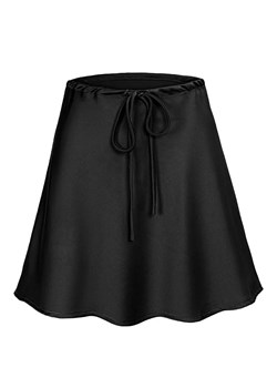 Satynowa spódnica mini z wiązaniem - Czarny S ze sklepu Intimica.pl w kategorii Spódnice - zdjęcie 185547270
