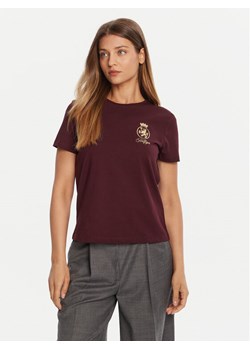 Tommy Hilfiger T-Shirt Gold Crest WW0WW46153 Bordowy Regular Fit ze sklepu MODIVO w kategorii Bluzki damskie - zdjęcie 185548170
