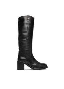 Tommy Hilfiger Kozaki Riding Lthr Long Boot Block Heel FW0FW08777 Czarny ze sklepu MODIVO w kategorii Kozaki damskie - zdjęcie 185548192