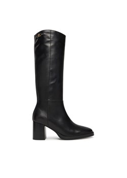 Tommy Hilfiger Kozaki Stacked Heel Leather Long Boot FW0FW08865 Czarny ze sklepu MODIVO w kategorii Kozaki damskie - zdjęcie 185548204