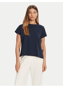 Tommy Hilfiger T-Shirt Gold Button WW0WW47455 Granatowy Regular Fit ze sklepu MODIVO w kategorii Bluzki damskie - zdjęcie 185548211