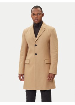 HUGO Płaszcz wełniany Migor2541 50546528 Beżowy Slim Fit ze sklepu MODIVO w kategorii Płaszcze męskie - zdjęcie 185548231