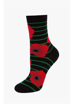 Marilyn Skarpetki damskie czarne w stylowe czerwone maki Poppy, Kolor czarno-czerwono-zielony, Rozmiar 36-40, Marilyn ze sklepu Primodo w kategorii Skarpetki damskie - zdjęcie 185549220