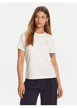 Tommy Hilfiger T-Shirt Gold Crest WW0WW46153 Biały Regular Fit ze sklepu MODIVO w kategorii Bluzki damskie - zdjęcie 185550651