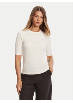 Tommy Hilfiger Bluzka WW0WW47308 Écru Slim Fit ze sklepu MODIVO w kategorii Bluzki damskie - zdjęcie 185550703