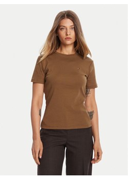 Tommy Hilfiger T-Shirt New Cody WW0WW40587 Brązowy Slim Fit ze sklepu MODIVO w kategorii Bluzki damskie - zdjęcie 185550763