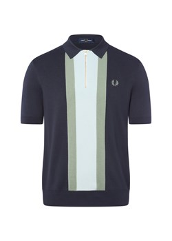 Fred Perry Męska koszulka polo z dzianiny Mężczyźni drobna dzianina granatowy jednolity ze sklepu vangraaf w kategorii T-shirty męskie - zdjęcie 185551840