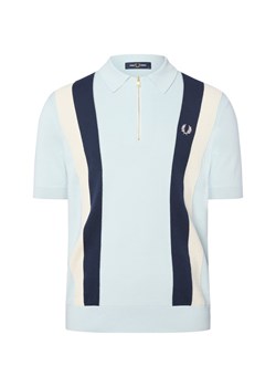 Fred Perry Męska koszulka polo z dzianiny Mężczyźni drobna dzianina jasnoniebieski jednolity ze sklepu vangraaf w kategorii T-shirty męskie - zdjęcie 185551841