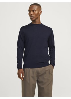 Jack & Jones Męski sweter z dzianiny Mężczyźni Bawełna granatowy jednolity ze sklepu vangraaf w kategorii Swetry męskie - zdjęcie 185551852