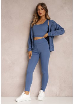 Niebieski 3-częściowy Komplet Dresowy z Legginsami Bluzą i Topem Heri ze sklepu renee.pl w kategorii Komplety i garnitury damskie - zdjęcie 185551991