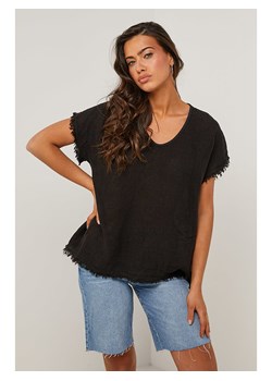 Le Monde du Lin Lniana bluzka w kolorze czarnym ze sklepu Limango Polska w kategorii Bluzki damskie - zdjęcie 185556064