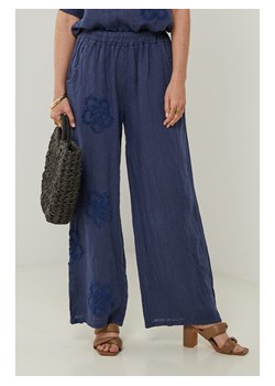 Rodier Lin Lniane spodnie w kolorze granatowym ze sklepu Limango Polska w kategorii Spodnie damskie - zdjęcie 185556490