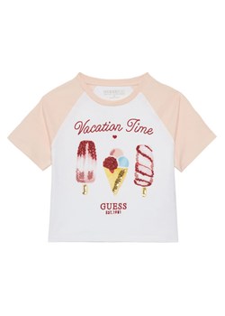Guess T-Shirt J5GI06 K8HM4 Biały Boxy Fit ze sklepu MODIVO w kategorii Bluzki dziewczęce - zdjęcie 185557631