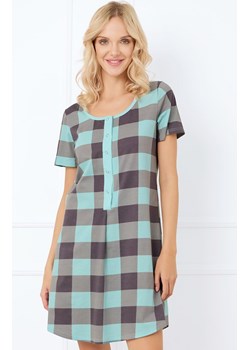 Bawełniana koszula nocna damska na krótki rękaw Sandra, Kolor szaro-pistacjowy, Rozmiar S, Italian Fashion ze sklepu Intymna w kategorii Koszule nocne - zdjęcie 185558181