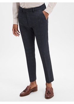Cinque Męskie spodnie garniturowe - Cibeppe Mężczyźni Regular Fit Sztuczne włókno granatowy w kratkę ze sklepu vangraaf w kategorii Spodnie męskie - zdjęcie 185558654