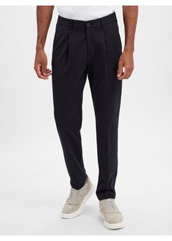 Marc O'Polo Męskie spodnie plisowane Mężczyźni Sztuczne włókno granatowy jednolity ze sklepu vangraaf w kategorii Spodnie męskie - zdjęcie 185558661