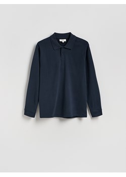 Reserved - Bawełniany longsleeve polo - granatowy ze sklepu Reserved w kategorii T-shirty męskie - zdjęcie 185559062