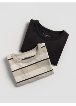 Reserved - Bawełniany longsleeve 2 pack - złamana biel ze sklepu Reserved w kategorii T-shirty chłopięce - zdjęcie 185560664