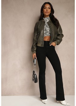 Czarne Jeansy Regular Waist o Fasonie Flare Vemia ze sklepu renee.pl w kategorii Jeansy damskie - zdjęcie 185563193