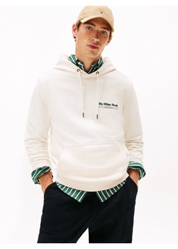 Tommy Hilfiger Męski sweter z kapturem Mężczyźni Materiał dresowy écru nadruk ze sklepu vangraaf w kategorii Bluzy męskie - zdjęcie 185572353