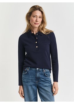Gant Damska koszulka polo z długim rękawem Kobiety Bawełna granatowy jednolity ze sklepu vangraaf w kategorii Bluzki damskie - zdjęcie 185572363