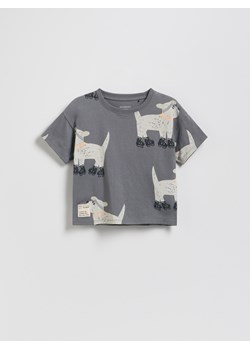 Reserved - T-shirt oversize z nadrukiem - ciemnoszary ze sklepu Reserved w kategorii T-shirty chłopięce - zdjęcie 185573742