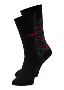 HUGO Skarpety w 2-paku Mężczyźni drobna dzianina czarny jednolity ze sklepu vangraaf w kategorii Skarpetki męskie - zdjęcie 185577651